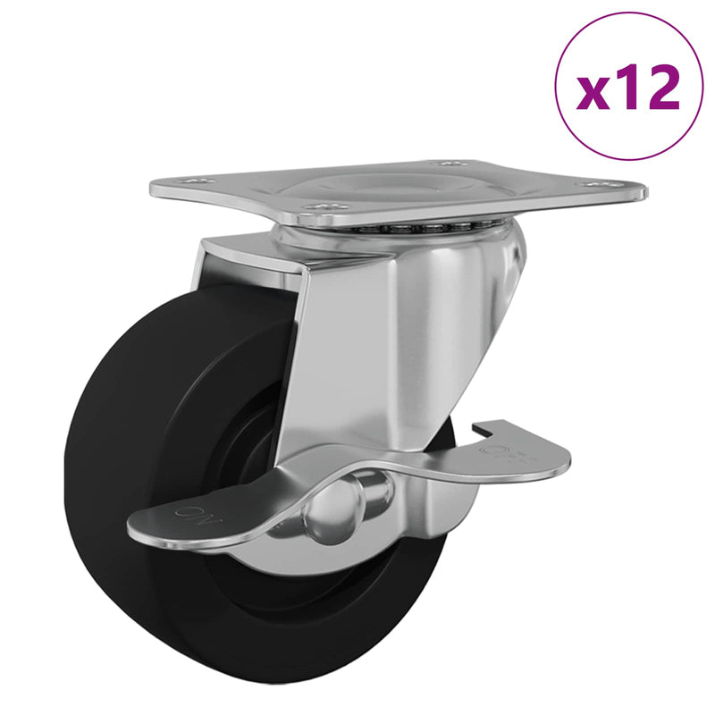 Afbeelding laden in galerijviewer, Vidaxl caster 12 pcs zwart en zilver 50,7 x 50,7 x 24,4 mm