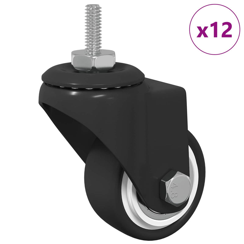 Afbeelding laden in galerijviewer, Vidaxl zwenkwiel 12 pcs zwart 40,4 x 40,4 x 19,7 mm ijs en nylon