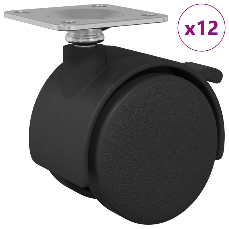 Chargez l'image dans la visionneuse de la galerie, Vidaxl wiel 12 pcs zwart 39,5 x 39,5 x 37,8 mm ijzer en polypropyleen