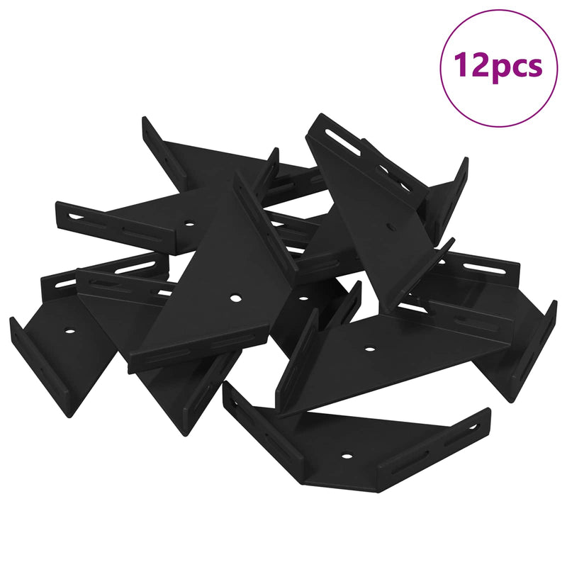 Afbeelding laden in galerijviewer, Vidaxl hoekbeugel 12 pcs zwart 138,5 x 50,5 x 16 mm ijzer