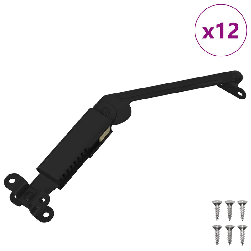 Afbeelding laden in galerijviewer, Vidaxl deksel ondersteunend scharnier 12 pcs zwart 192 x 32 x 50 mm