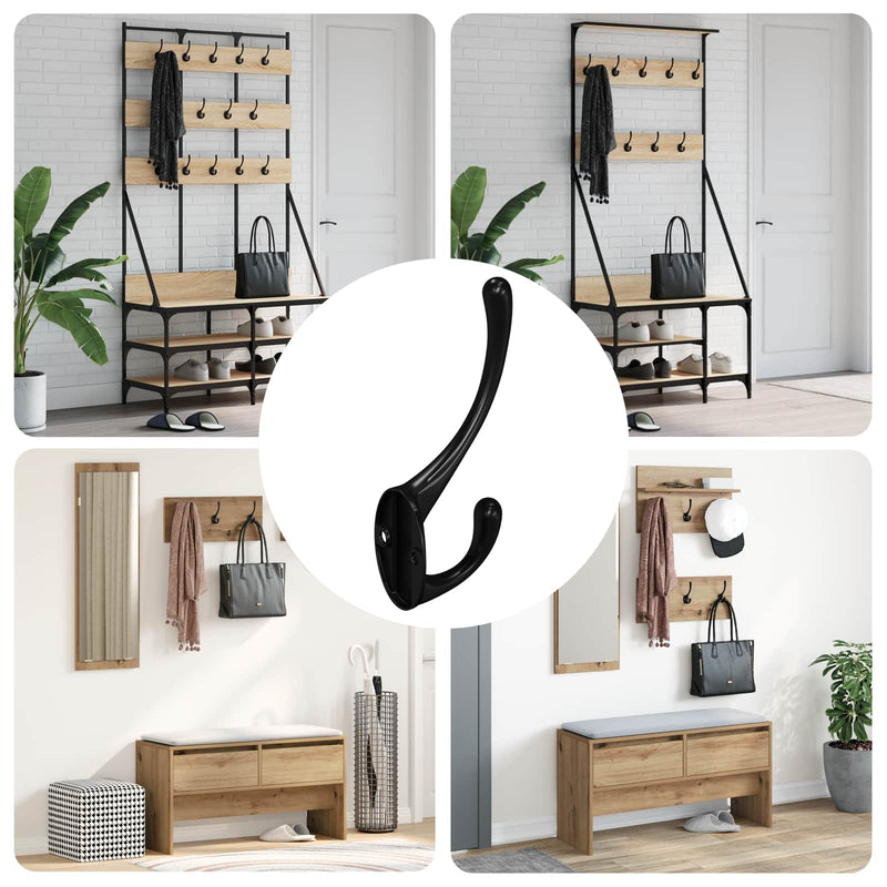 Afbeelding laden in galerijviewer, Vidaxl kledinghaak 12 pcs zwart 102 x 29 x 47mm zinklegering