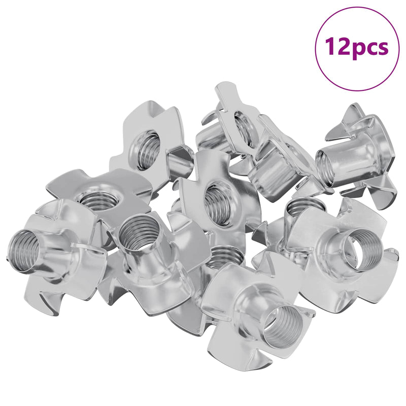 Afbeelding laden in galerijviewer, Vidaxl gestanste t-moer 12 pcs zilver m6 mm staal