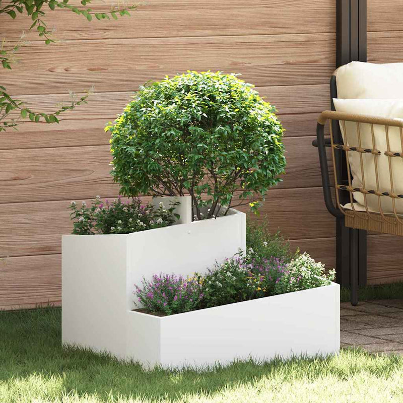 ギャラリービューアに画像をロードする, Vidaxl tuin bloempot wit 60 x 60 x 50 cm koudgewalst staal