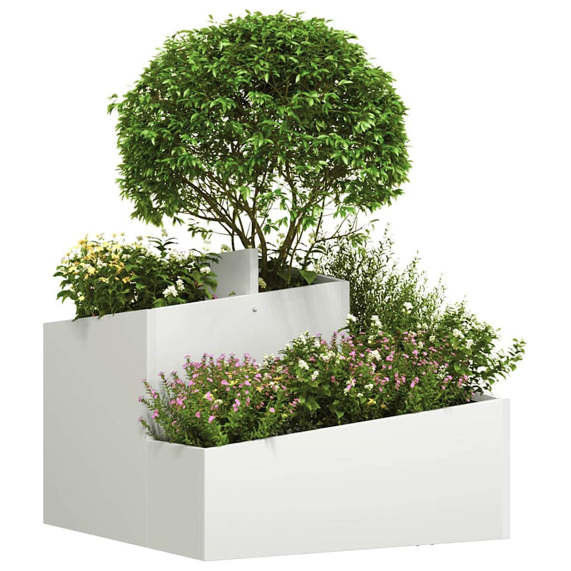 ギャラリービューアに画像をロードする, Vidaxl tuin bloempot wit 60 x 60 x 50 cm koudgewalst staal