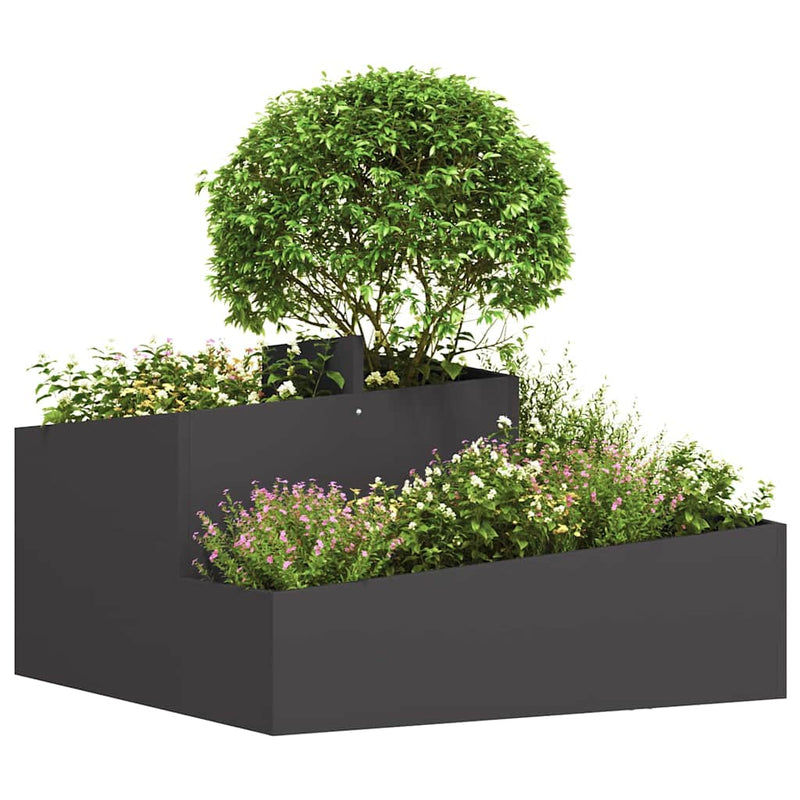 Afbeelding laden in galerijviewer, Vidaxl tuin bloempot zwart 80 x 80 x 50 cm koudgewalst staal