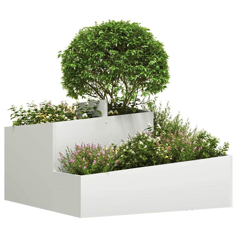 ギャラリービューアに画像をロードする, Vidaxl tuin bloempot wit 80 x 80 x 50 cm koudgewalst staal