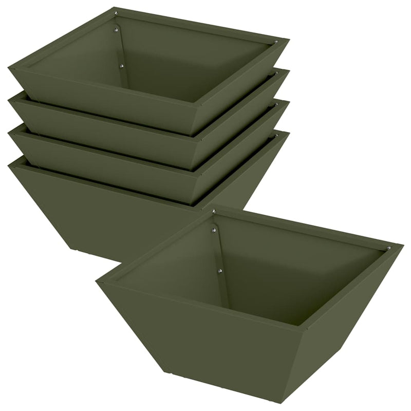 Afbeelding laden in galerijviewer, Vidaxl tuin bloempot 5 pcs olijf groen 35 x 35 x 15 cm