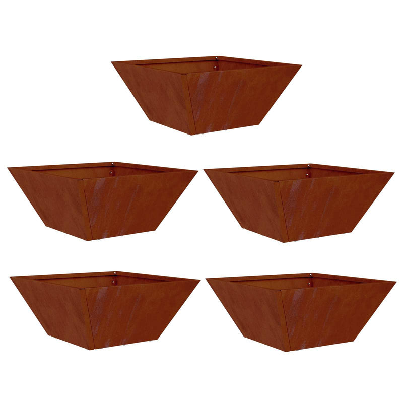 ギャラリービューアに画像をロードする, Vidaxl tuin bloempot 5 pcs roestig 35 x 35 x 15 cm cortenstaal