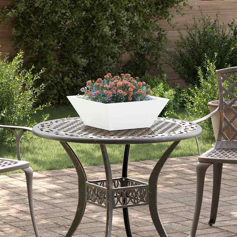 ギャラリービューアに画像をロードする, Vidaxl tuin bloempot wit 40 x 40 x 15 cm koudgewalst staal