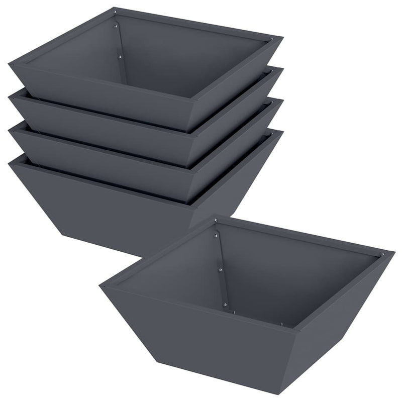 ギャラリービューアに画像をロードする, Vidaxl tuin bloempot 5 pcs antraciet 40 x 40 x 15 cm koudgewalst staal