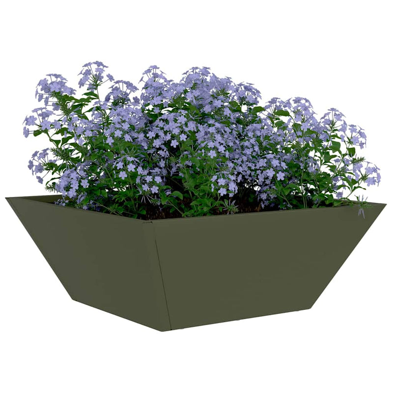 ギャラリービューアに画像をロードする, Vidaxl tuin bloempot olijf groen 40 x 40 x 15 cm koudgewalst staal