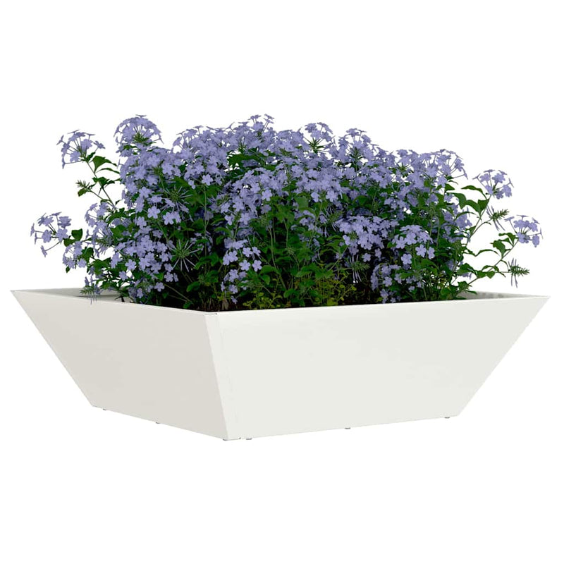 ギャラリービューアに画像をロードする, Vidaxl tuin bloempot wit 50 x 50 x 15 cm koudgewalst staal