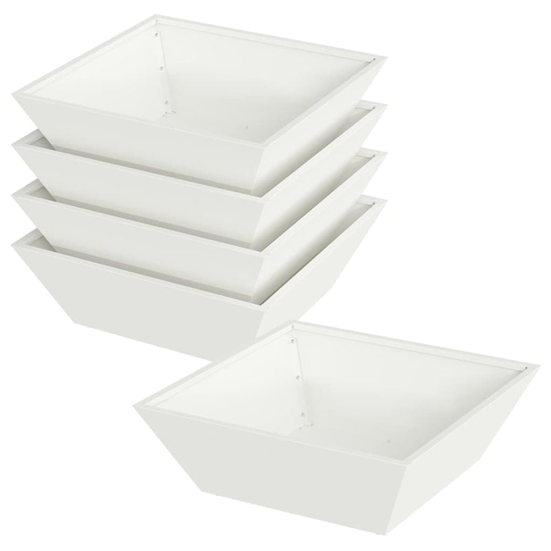 Afbeelding laden in galerijviewer, Vidaxl tuin bloempot 5 pcs wit 50 x 50 x 15 cm koudgewalst staal