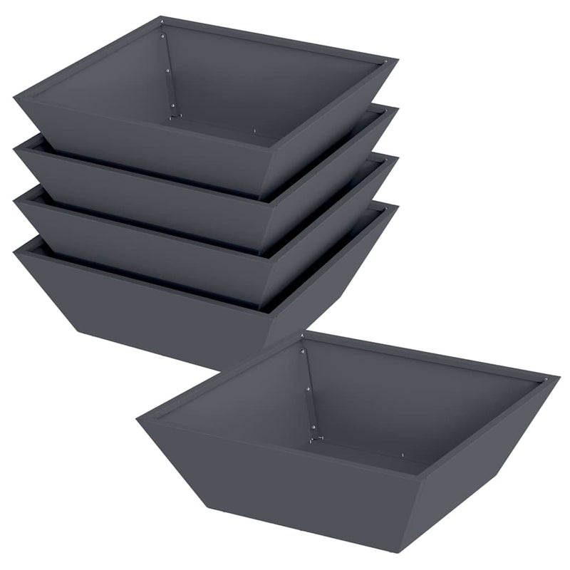 Afbeelding laden in galerijviewer, Vidaxl tuin bloempot 5 pcs antraciet 50 x 50 x 15 cm koudgewalst staal