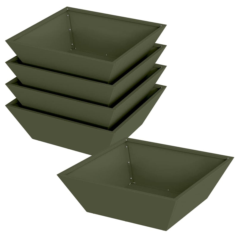 Afbeelding laden in galerijviewer, Vidaxl tuin bloempot 5 pcs olijf groen 50 x 50 x 15 cm