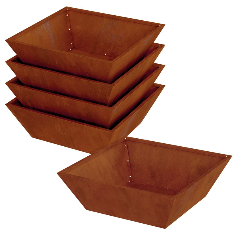 Afbeelding laden in galerijviewer, Vidaxl tuin bloempot 5 pcs roestig 50 x 50 x 15 cm cortenstaal