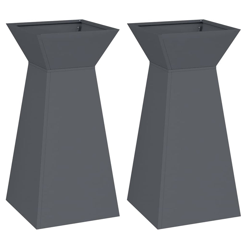 Afbeelding laden in galerijviewer, Vidaxl pilaar plantenbak 2 pcs antraciet 35 x 35 x 73 cm