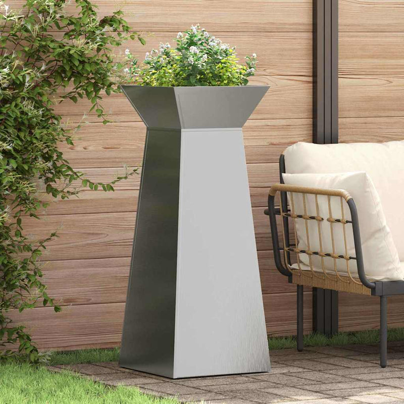 Afbeelding laden in galerijviewer, Vidaxl pilaar plantenbak 2 pcs zilver 40 x 40 x 100 cm