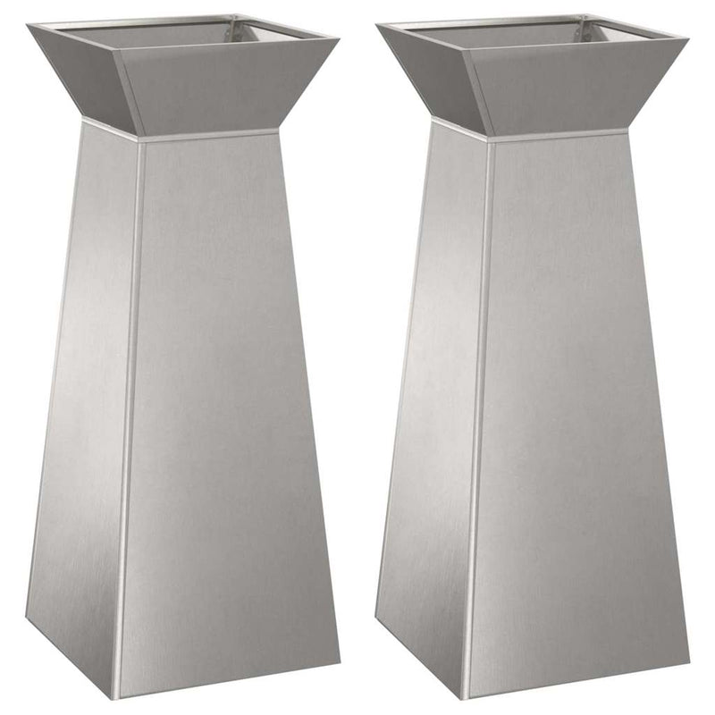 Afbeelding laden in galerijviewer, Vidaxl pilaar plantenbak 2 pcs zilver 40 x 40 x 100 cm