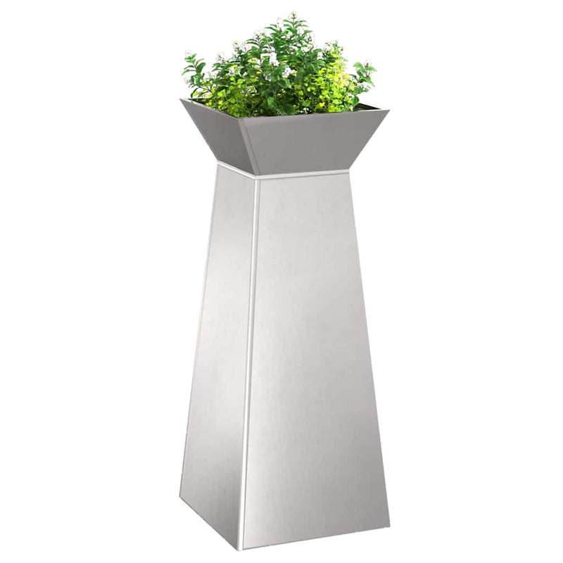 Afbeelding laden in galerijviewer, Vidaxl pilaar plantenbak 2 pcs zilver 40 x 40 x 100 cm
