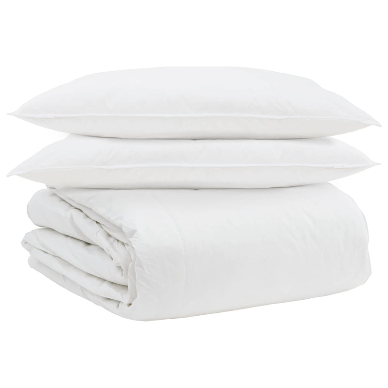 Afbeelding laden in galerijviewer, Vidaxl dekbed set met kussen 3 pcs wit donsveertjes