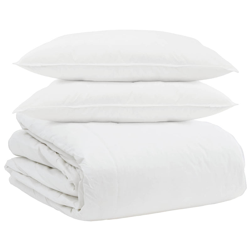 Afbeelding laden in galerijviewer, Vidaxl dekbed set met kussen 3 pcs wit donsveertjes