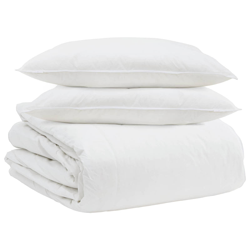 Afbeelding laden in galerijviewer, Vidaxl dekbed set met kussen 3 pcs wit donsveertjes