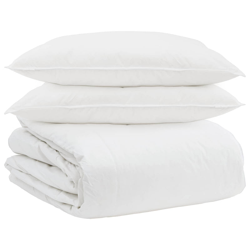 Afbeelding laden in galerijviewer, Vidaxl dekbed set met kussen 3 pcs wit donsveertjes