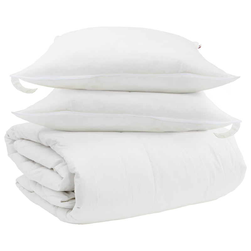 Afbeelding laden in galerijviewer, Vidaxl dekbed set met kussen 3 pcs wit donsveertjes