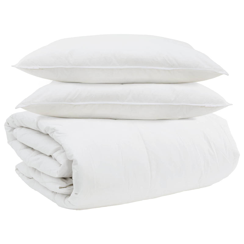 Afbeelding laden in galerijviewer, Vidaxl dekbed set met kussen 3 pcs wit donsveertjes