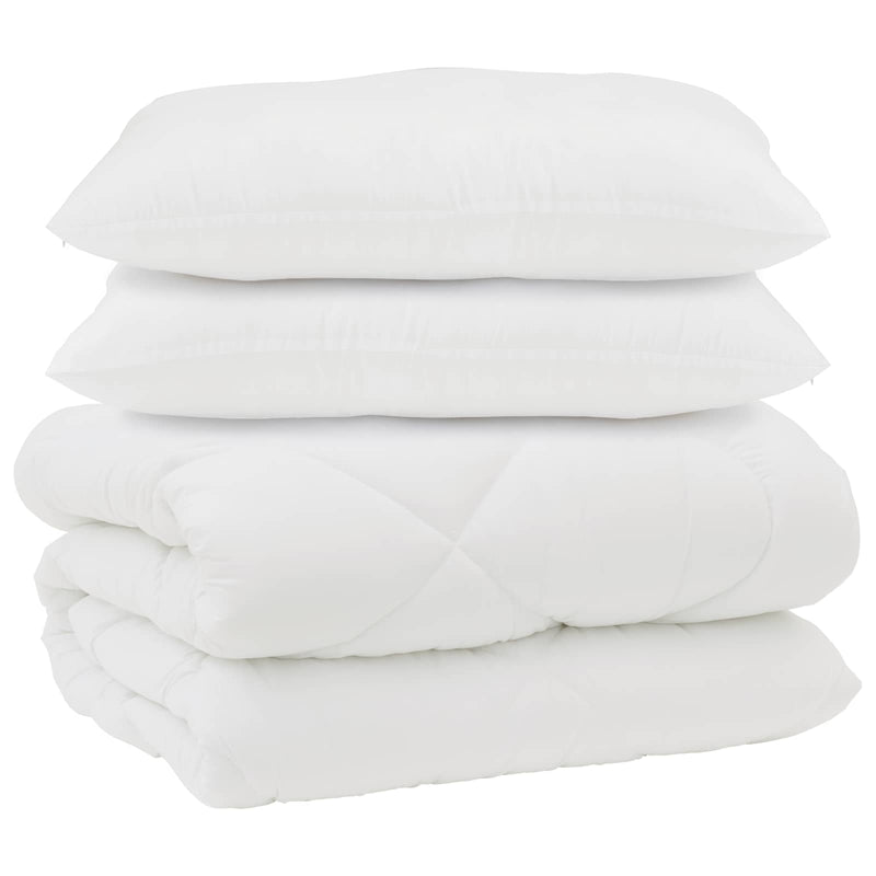 Afbeelding laden in galerijviewer, Vidaxl dekbed met kussens 3 pcs wit microfiber en dons feather