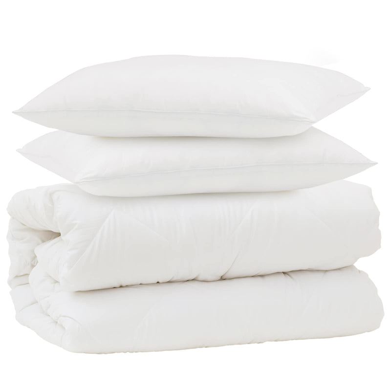 Afbeelding laden in galerijviewer, Vidaxl dekbed set met kussen 3 pcs wit microfiber en dons feather