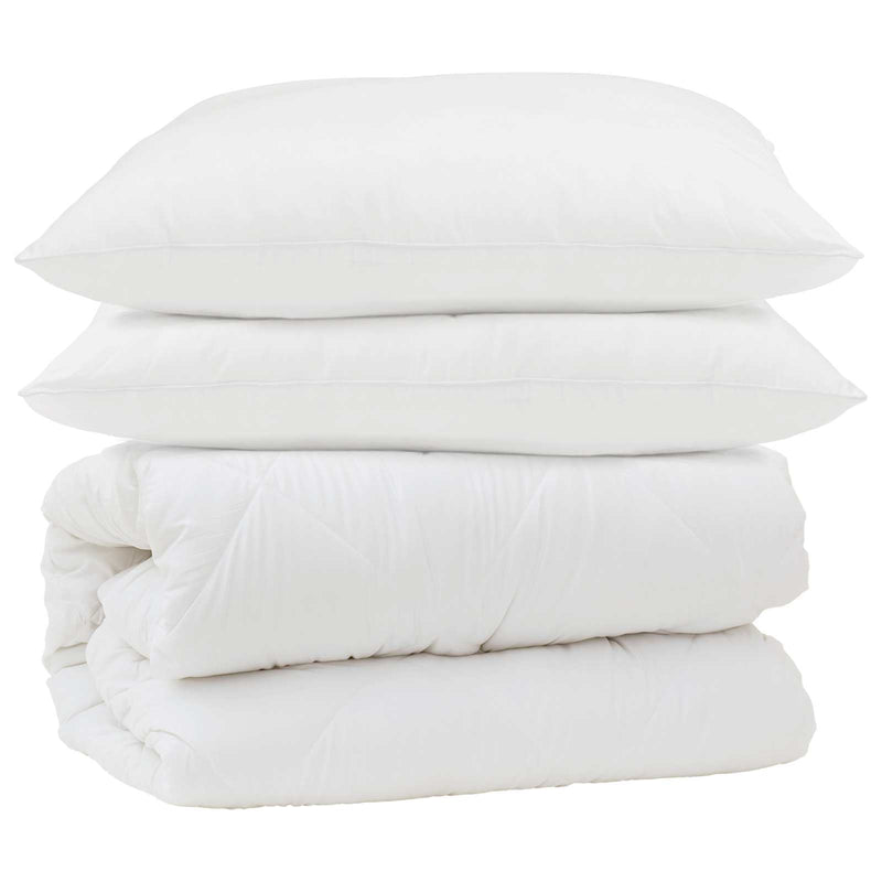 Afbeelding laden in galerijviewer, Vidaxl dekbed set met kussen 3 pcs wit microfiber en dons feather