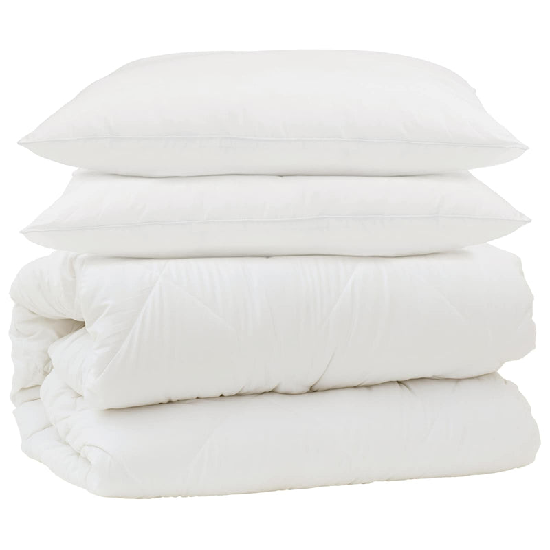 Afbeelding laden in galerijviewer, Vidaxl dekbed set met kussen 3 pcs wit microfiber en dons feather