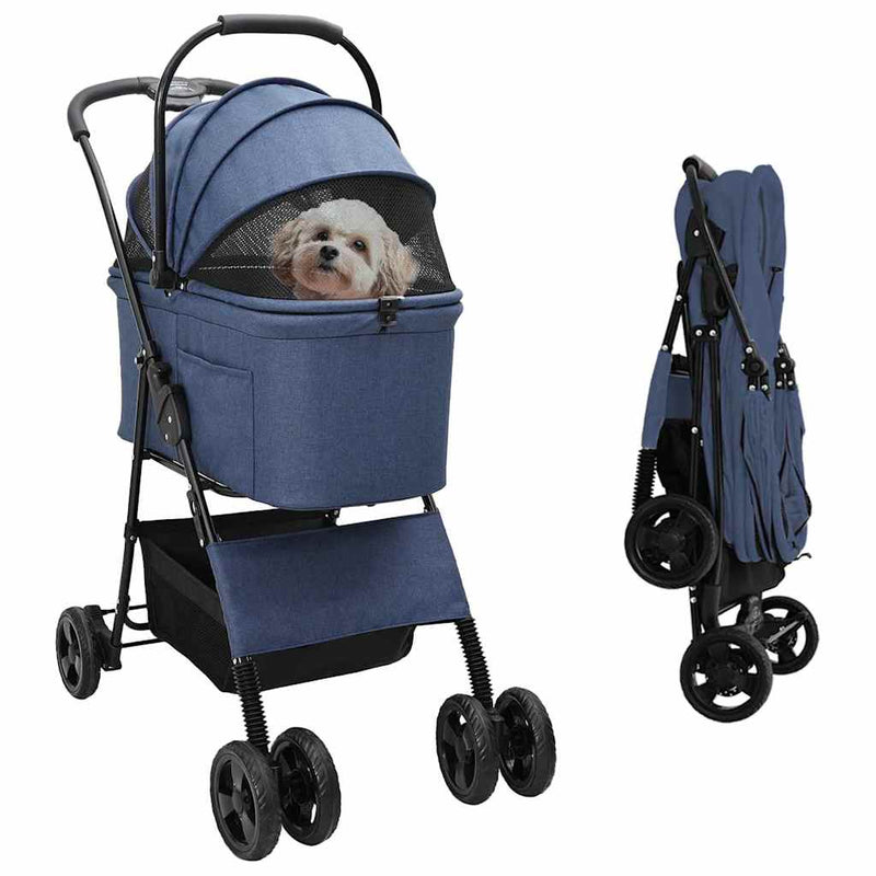ギャラリービューアに画像をロードする, Vidaxl opvouwbare huisdierenwagen blauw 81 x 47 x 99 cm polyester