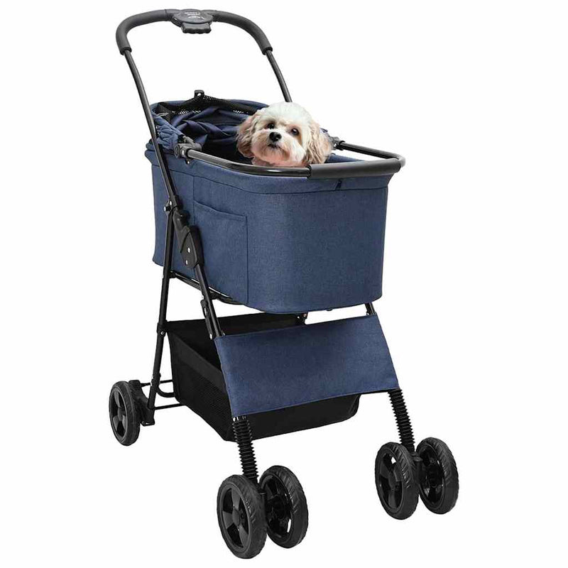 ギャラリービューアに画像をロードする, Vidaxl opvouwbare huisdierenwagen blauw 81 x 47 x 99 cm polyester