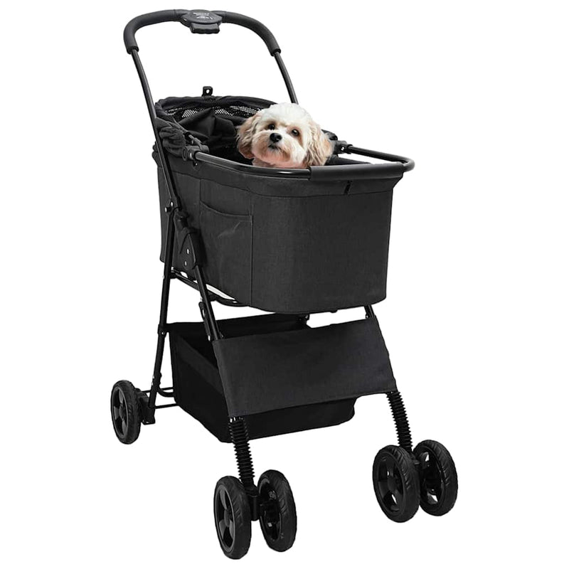 ギャラリービューアに画像をロードする, Vidaxl opvouwbare huisdierenwagen zwart 81 x 47 x 99 cm polyester