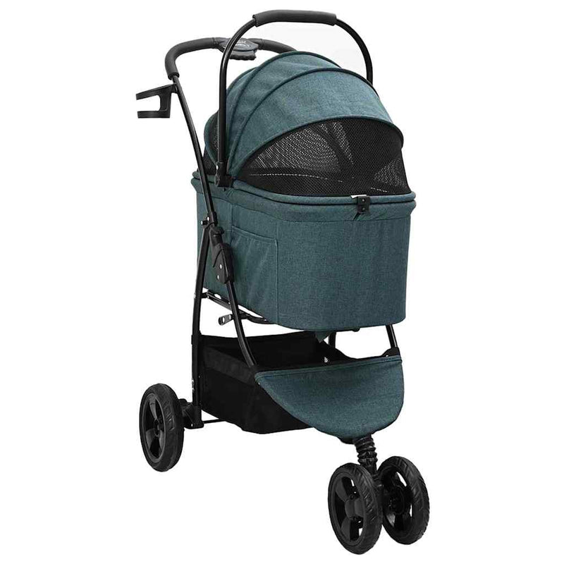 ギャラリービューアに画像をロードする, Vidaxl opvouwbare huisdierenwagen groen 78 x 54 x 101 cm polyester