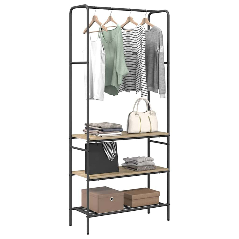 ギャラリービューアに画像をロードする, Vidaxl kledingrek met plank sonoma eiken 77 x 30 x 171 cm bewerkt hout