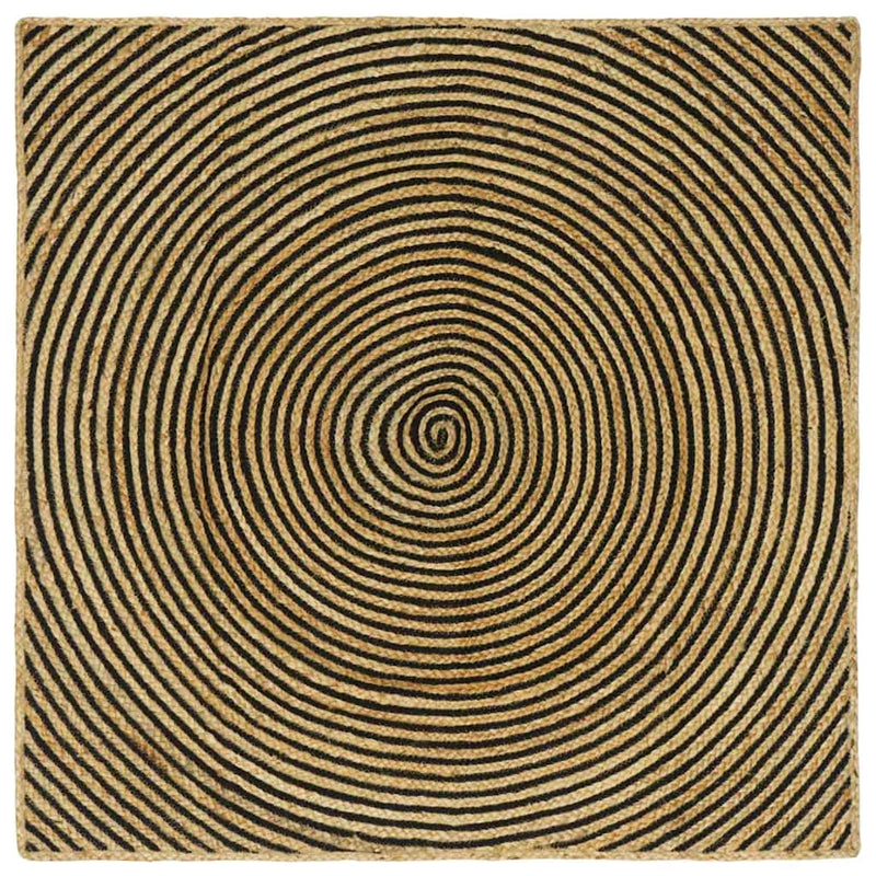Chargez l'image dans la visionneuse de la galerie, Vidaxl vloerkleed natuurlijk en zwart 160 x 160 cm jute