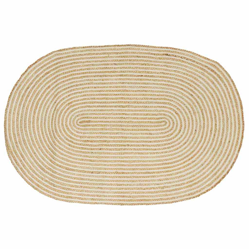 Chargez l'image dans la visionneuse de la galerie, Vidaxl vloerkleed natuurlijk en wit 122 x 183 cm jute
