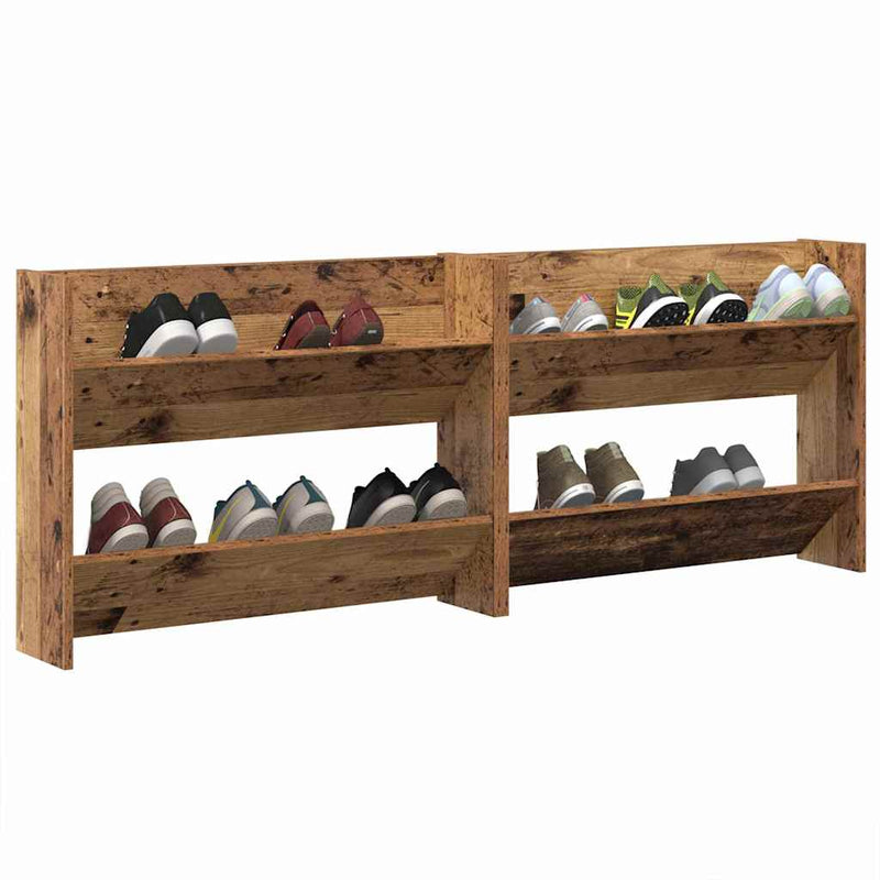Chargez l'image dans la visionneuse de la galerie, Vidaxl schoenenkast 2 pcs oud hout 80 x 18 x 60 cm bewerkt hout