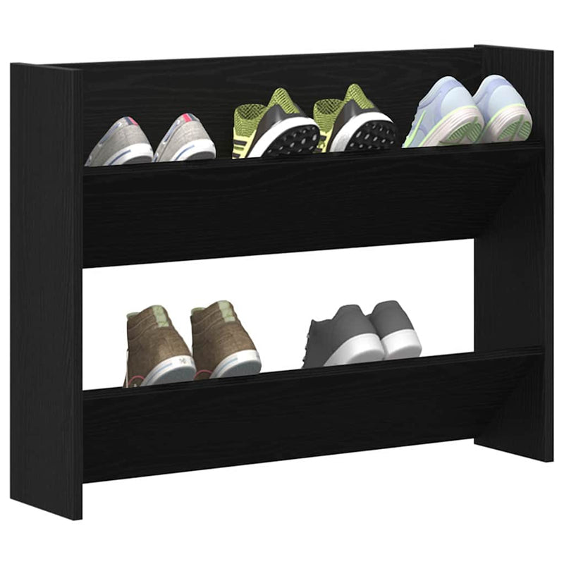 Chargez l'image dans la visionneuse de la galerie, Vidaxl schoenenkast met plank zwart eiken 85 x 18 x 90 cm bewerkt hout
