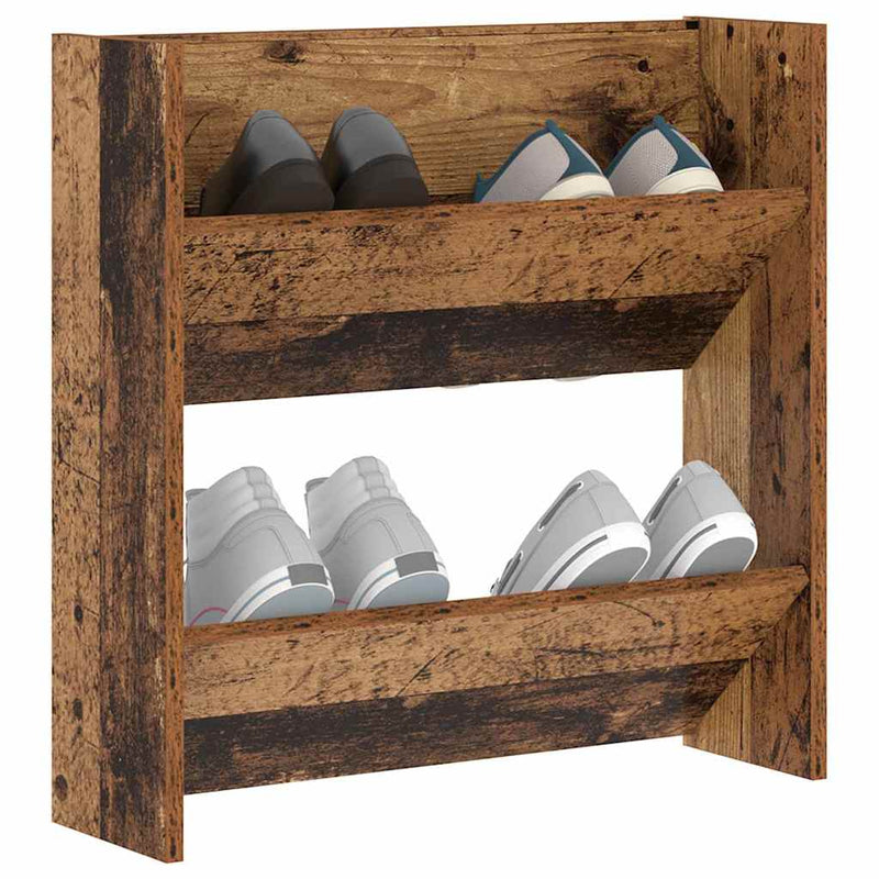 ギャラリービューアに画像をロードする, Vidaxl schoenenkast met plank oudhout 60 x 18 x 60 cm bewerkt hout
