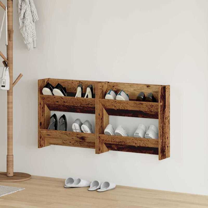 ギャラリービューアに画像をロードする, Vidaxl schoenenkast 2 pcs oudhout 60 x 18 x 60 cm bewerkt hout