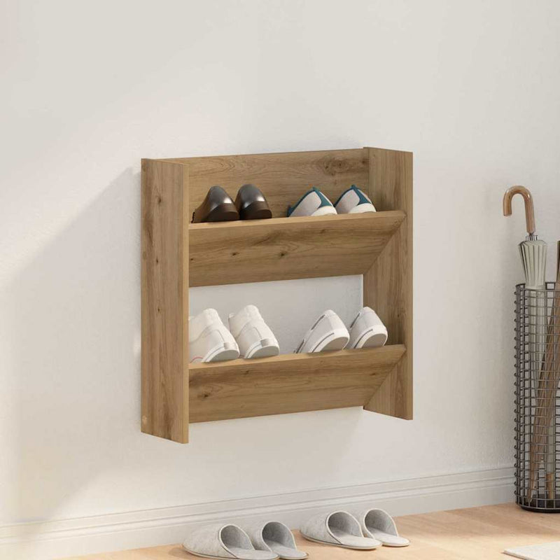 ギャラリービューアに画像をロードする, Vidaxl schoenenkast artisan eiken 60 x 18 x 60 cm bewerkt hout