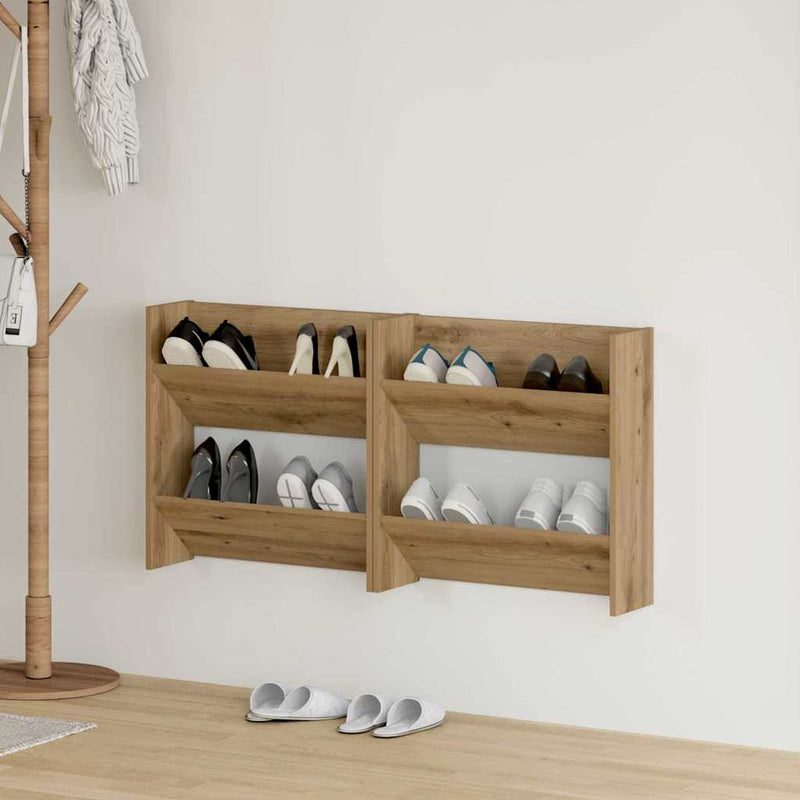ギャラリービューアに画像をロードする, Vidaxl schoenenkast 2 pcs artisan eiken 60 x 18 x 60 cm bewerkt hout
