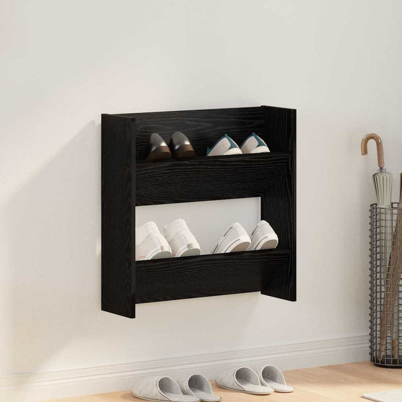 ギャラリービューアに画像をロードする, Vidaxl schoenenkast met plank zwart eiken 60 x 18 x 60 cm bewerkt hout