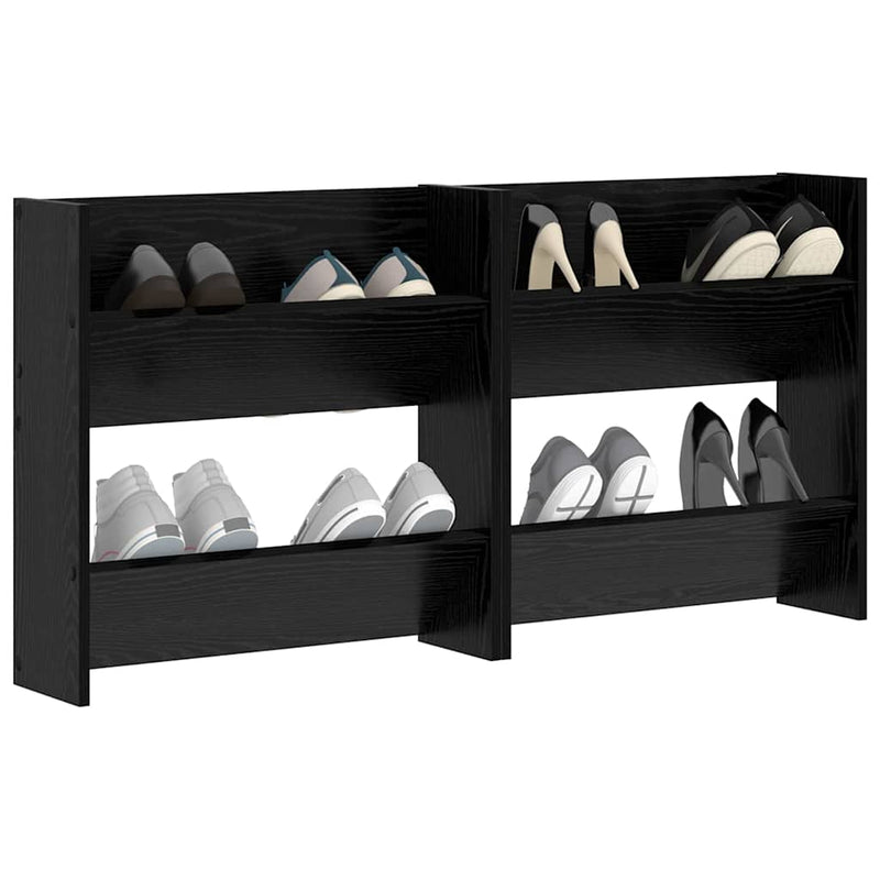 ギャラリービューアに画像をロードする, Vidaxl schoenenkast 2 pcs zwart eiken 60 x 18 x 60 cm bewerkt hout